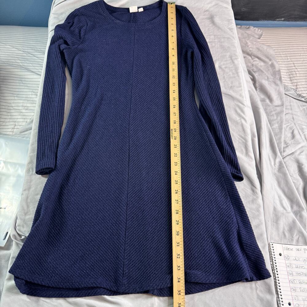 Gap Women's Long Sleeve sz Small Navy Ribbed Dress Midi Swing Stretch - Picture 6 of 8